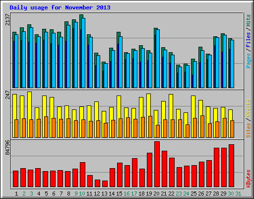 Daily usage for November 2013