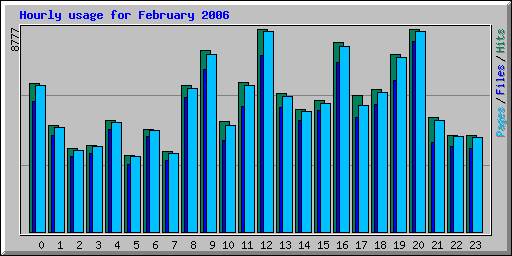 Hourly usage for February 2006