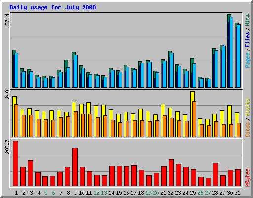 Daily usage for July 2008