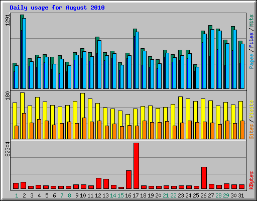 Daily usage for August 2010