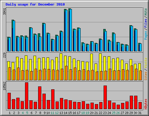 Daily usage for December 2010