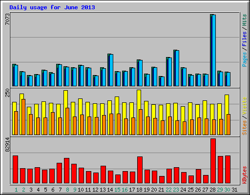 Daily usage for June 2013