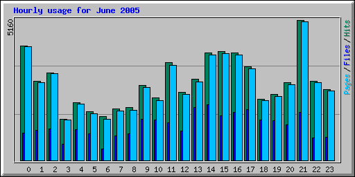 Hourly usage for June 2005