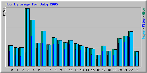 Hourly usage for July 2005