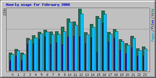 Hourly usage for February 2008