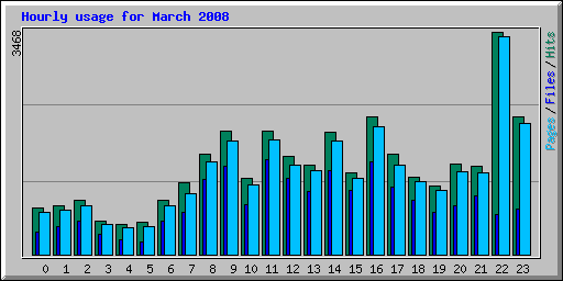 Hourly usage for March 2008