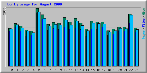 Hourly usage for August 2008