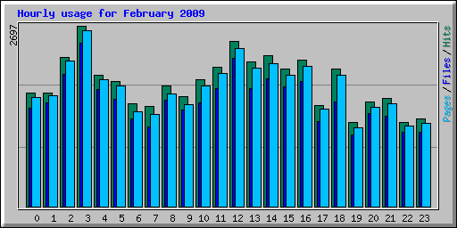 Hourly usage for February 2009