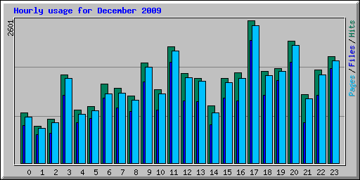 Hourly usage for December 2009