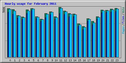 Hourly usage for February 2011