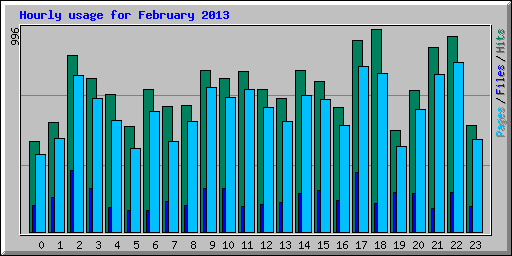 Hourly usage for February 2013