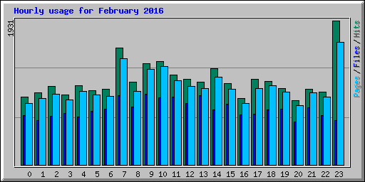 Hourly usage for February 2016